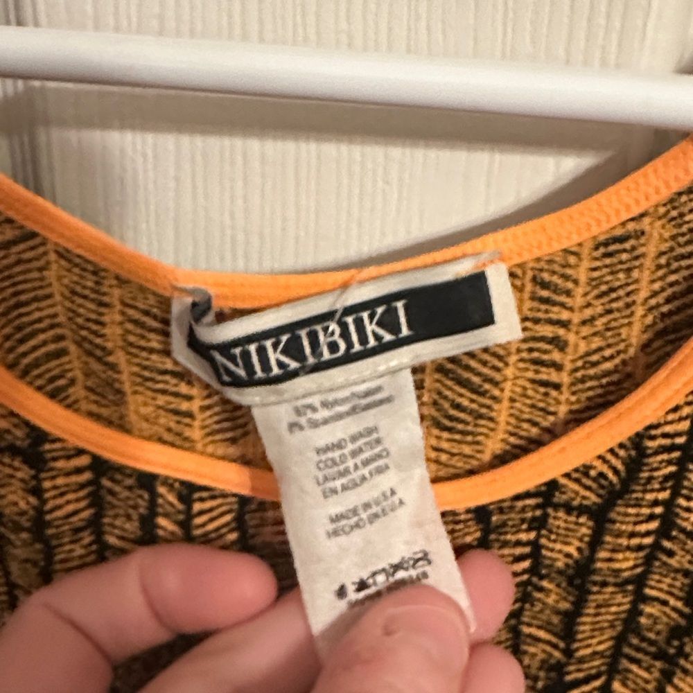 Niki Biki Orange and Black Patterned Tank Top - Picture 2 of 6